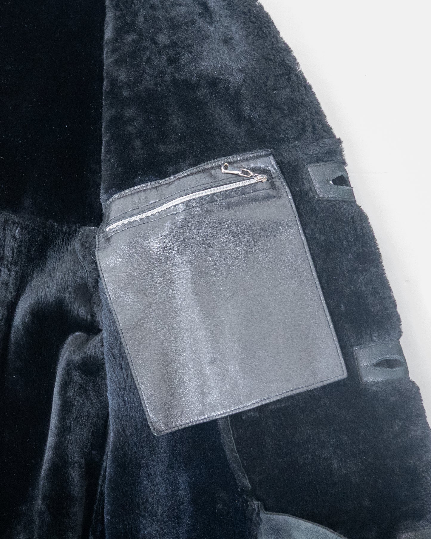 Mouton leather maxi coat