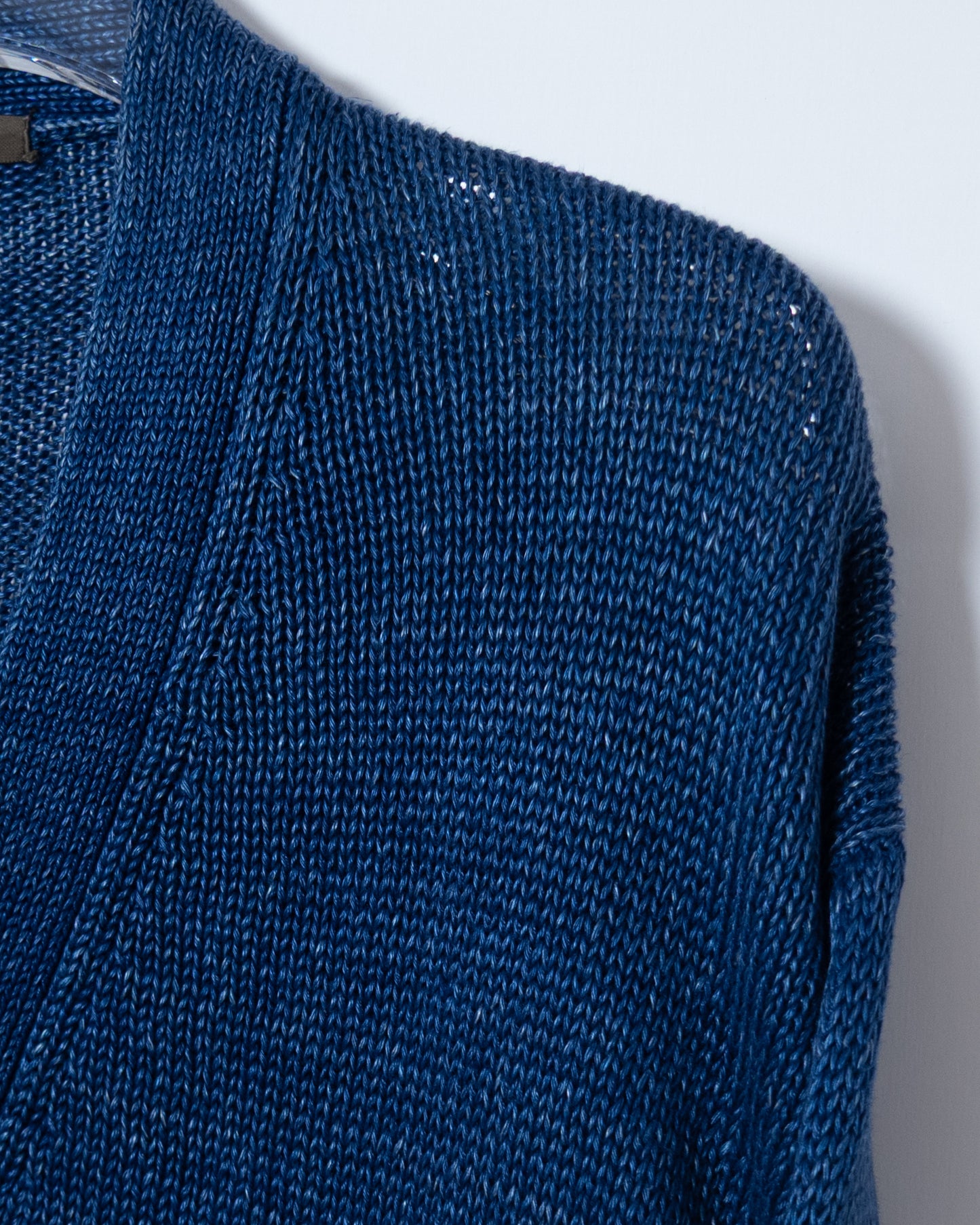 "Y's for men" indigo heavy linen knit cardigan