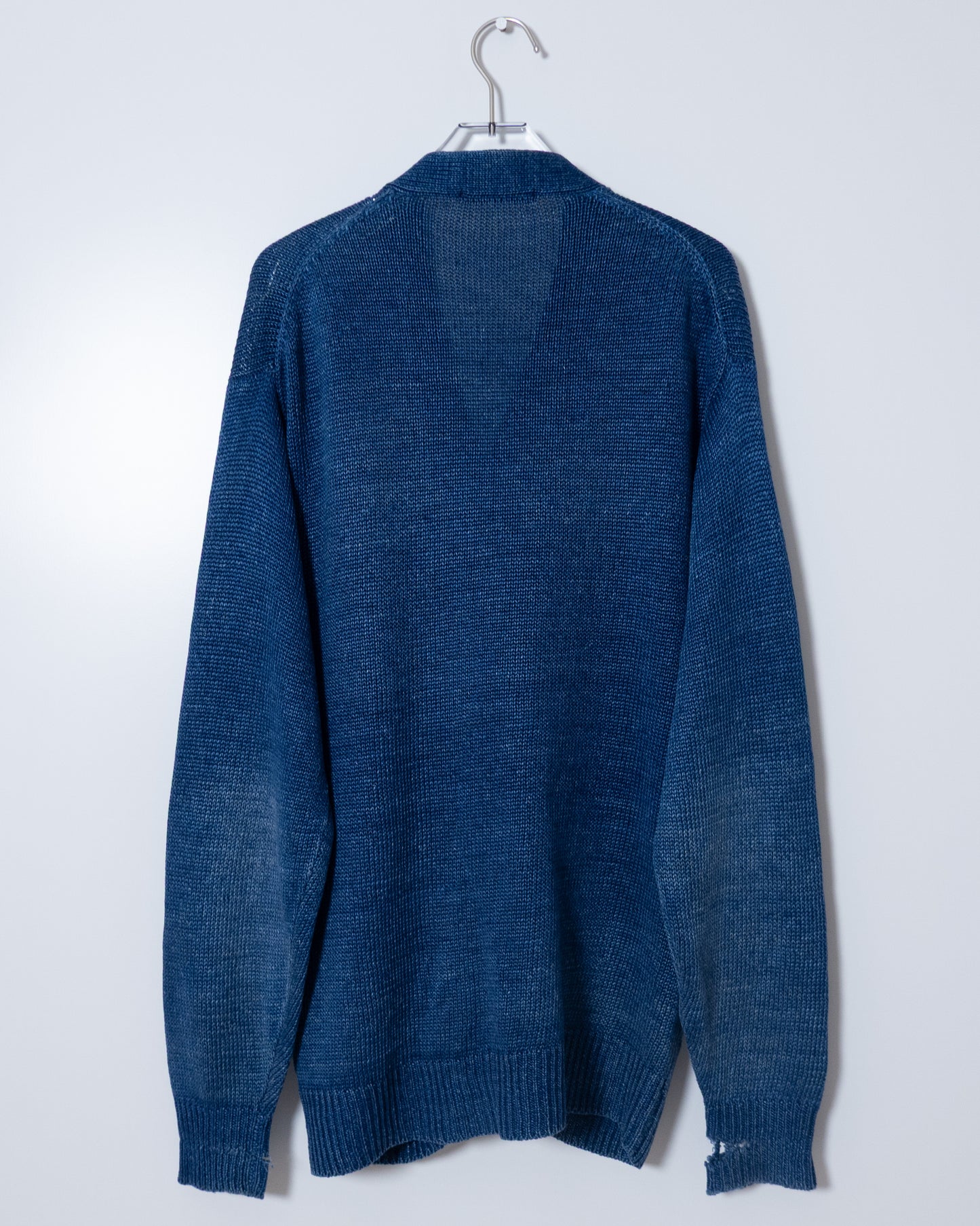 "Y's for men" indigo heavy linen knit cardigan