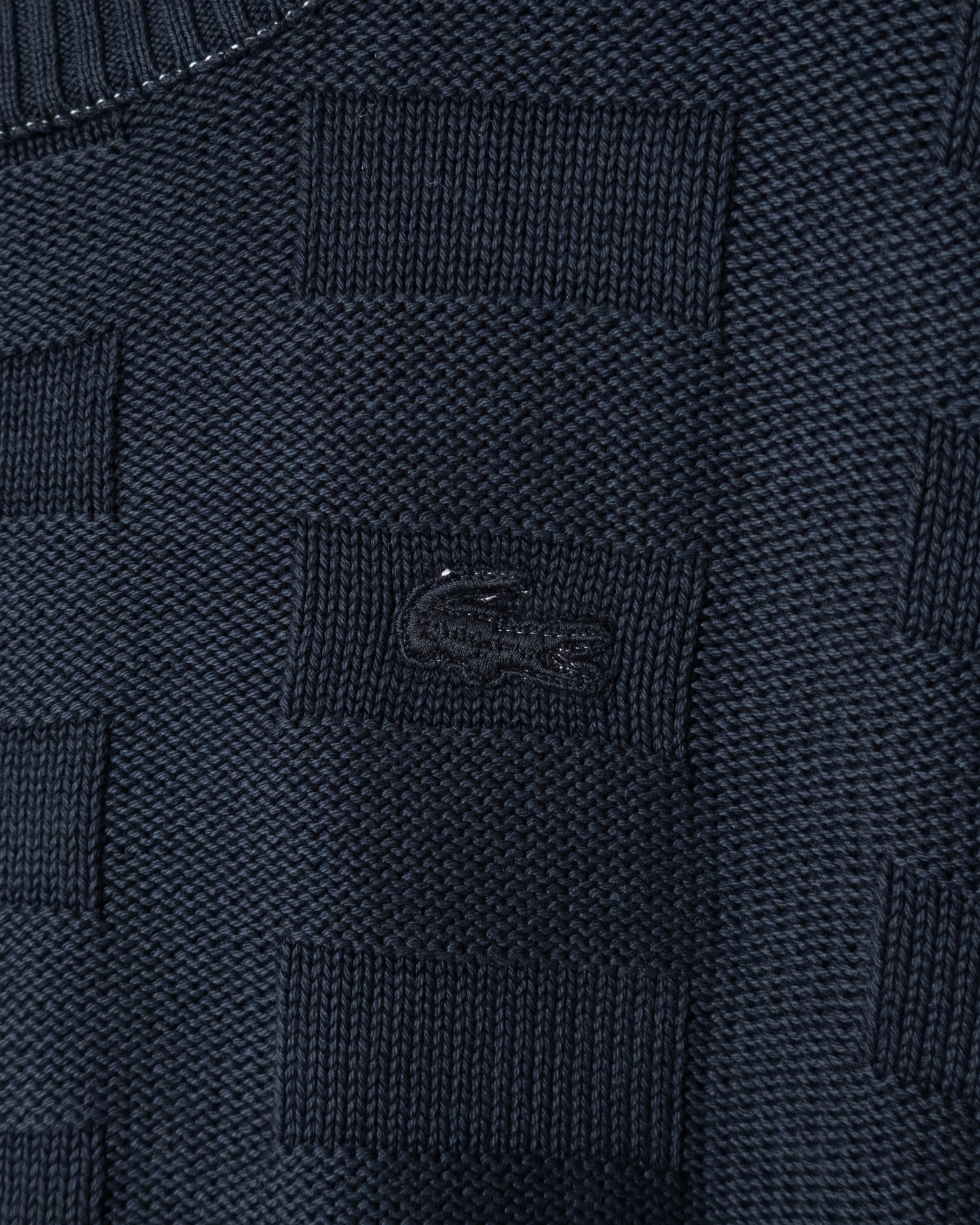 “LACOSTE” textured checkerboard knit sweater
