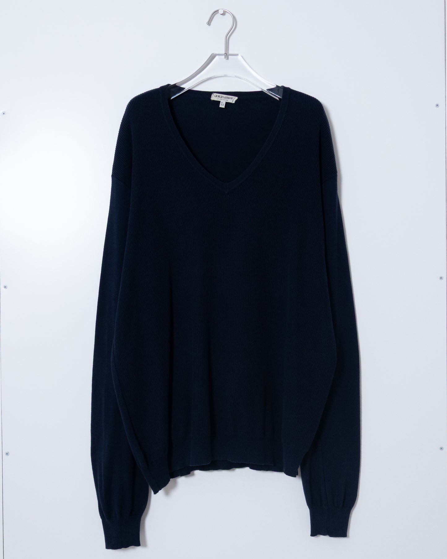 "GIORGIO ARMANI" switching v-neck cotton knit sweater