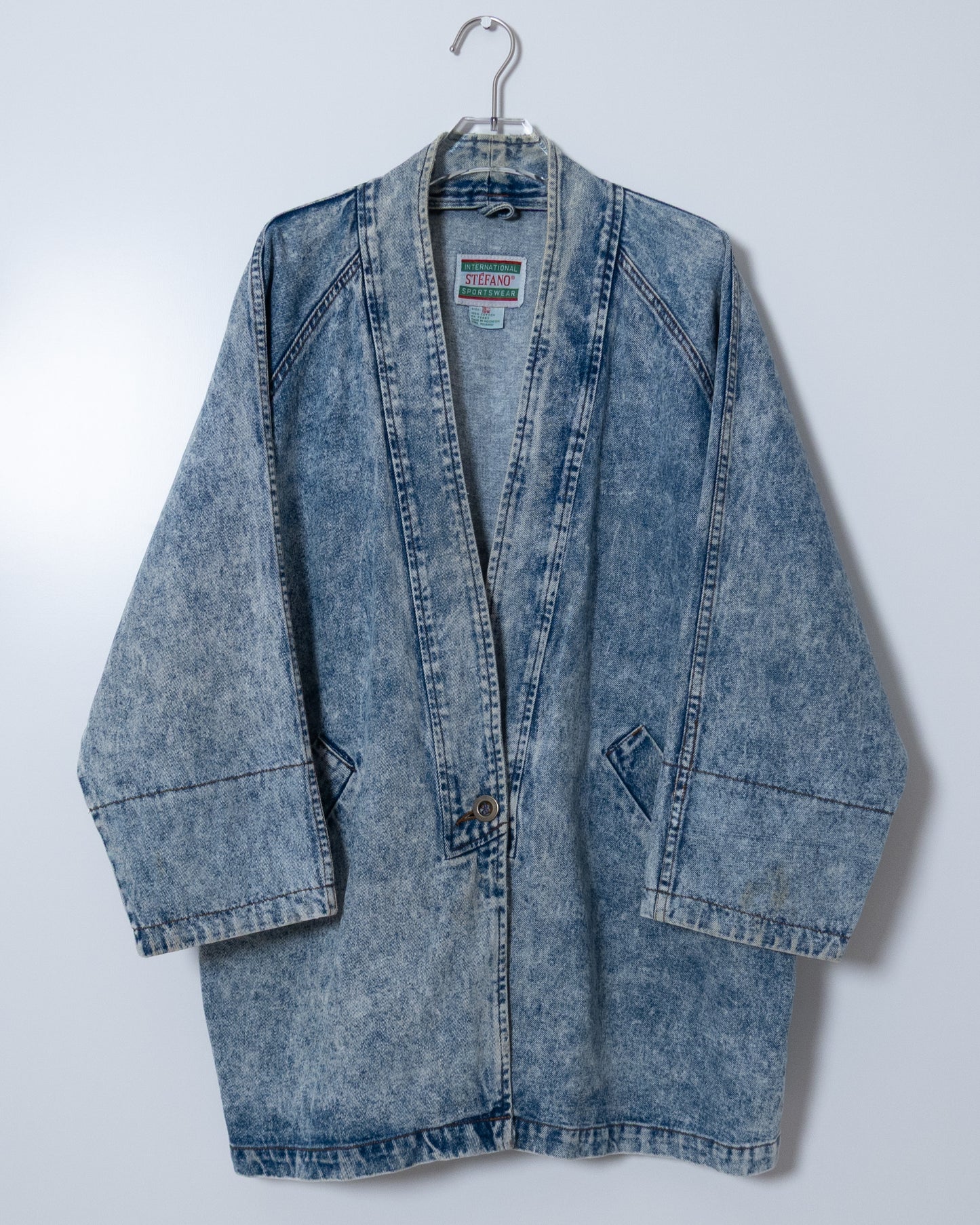 chemical wash denim haori jacket