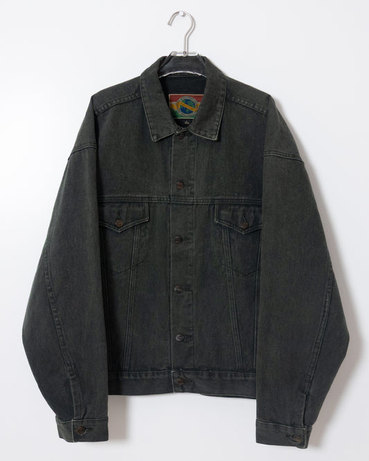 “STRUCTURE” green denim tracker jacket