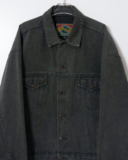 “STRUCTURE” green denim tracker jacket