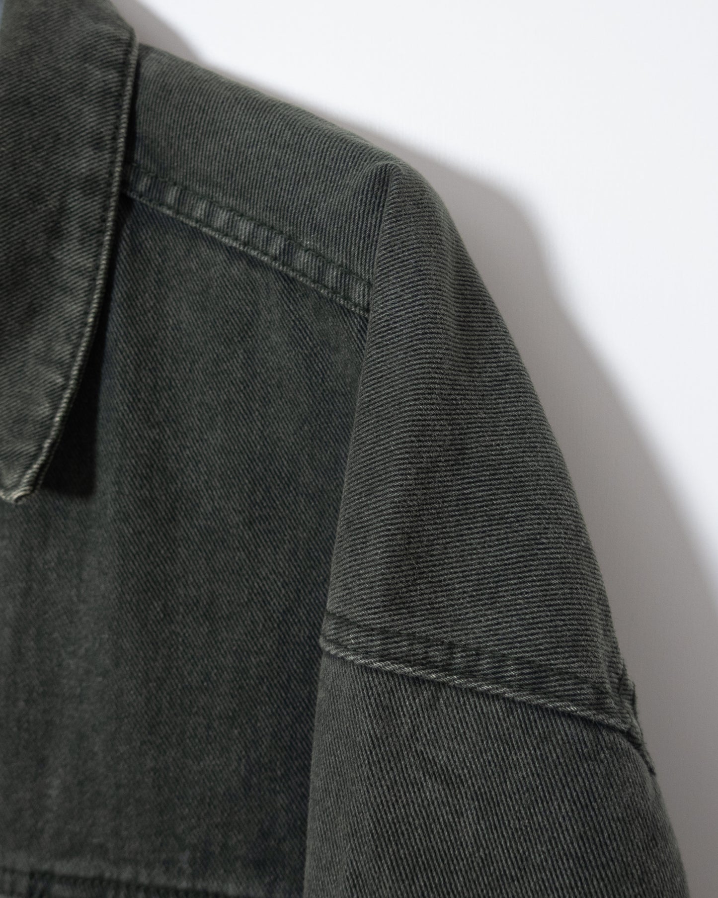 “STRUCTURE” green denim tracker jacket