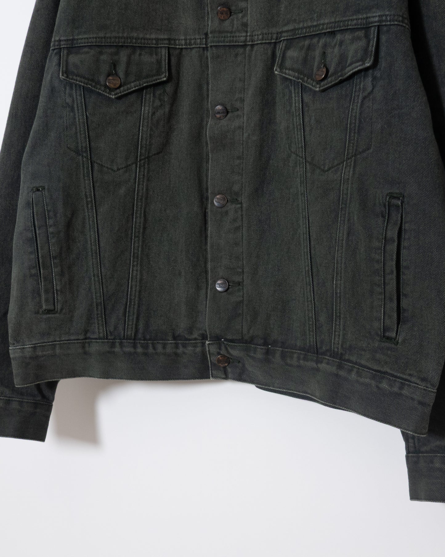 “STRUCTURE” green denim tracker jacket