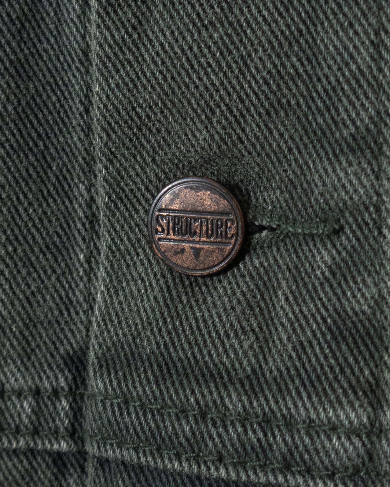 “STRUCTURE” green denim tracker jacket
