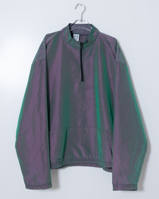 iridescent nylon half-zip pullover