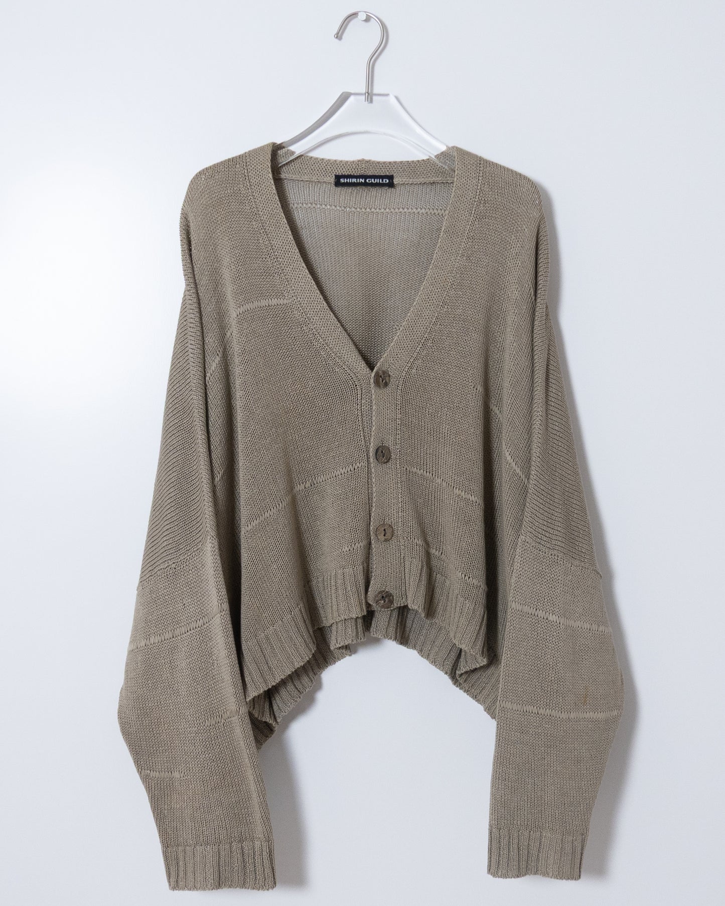 "SHIRIN GUILD" extra wide silhouette cotton knit cardigan