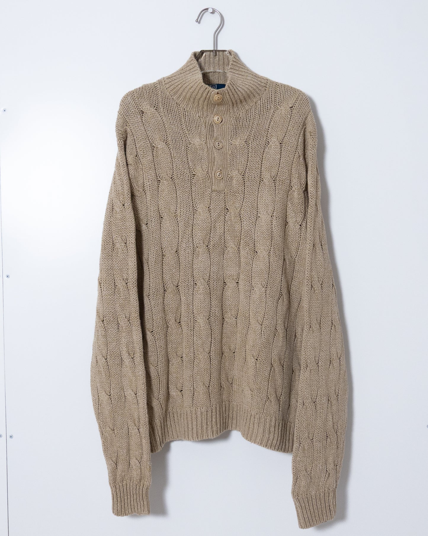 "Polo by Ralph Lauren" line × silk high neck aran knit sweater