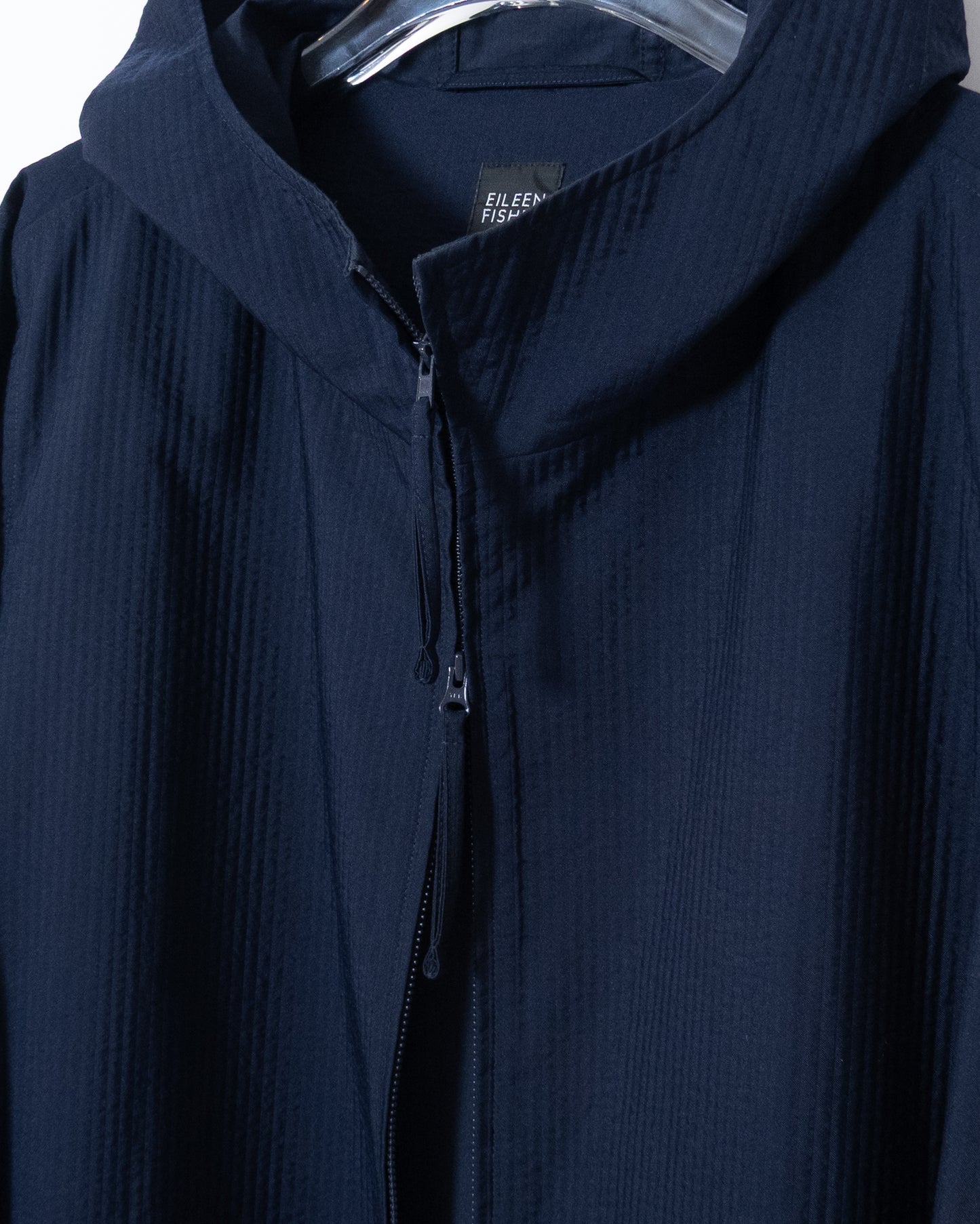 seersucker zip hooded coat
