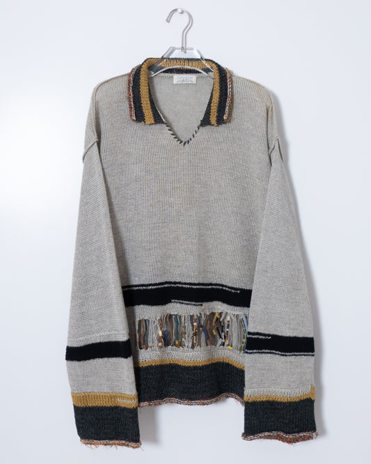 "MATSUDA NICOLE TOKYO" african beadwork knit polo