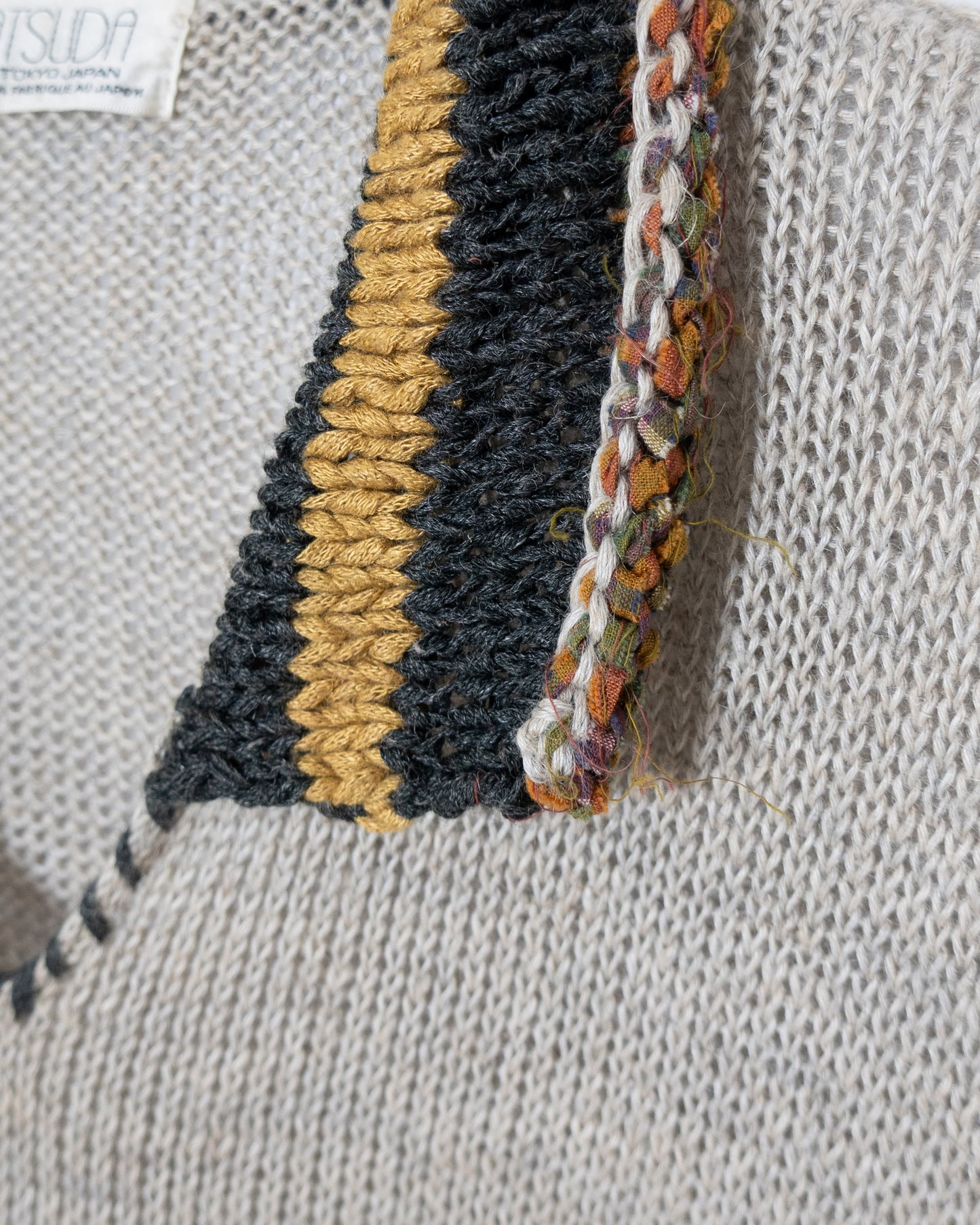 "MATSUDA NICOLE TOKYO" african beadwork knit polo