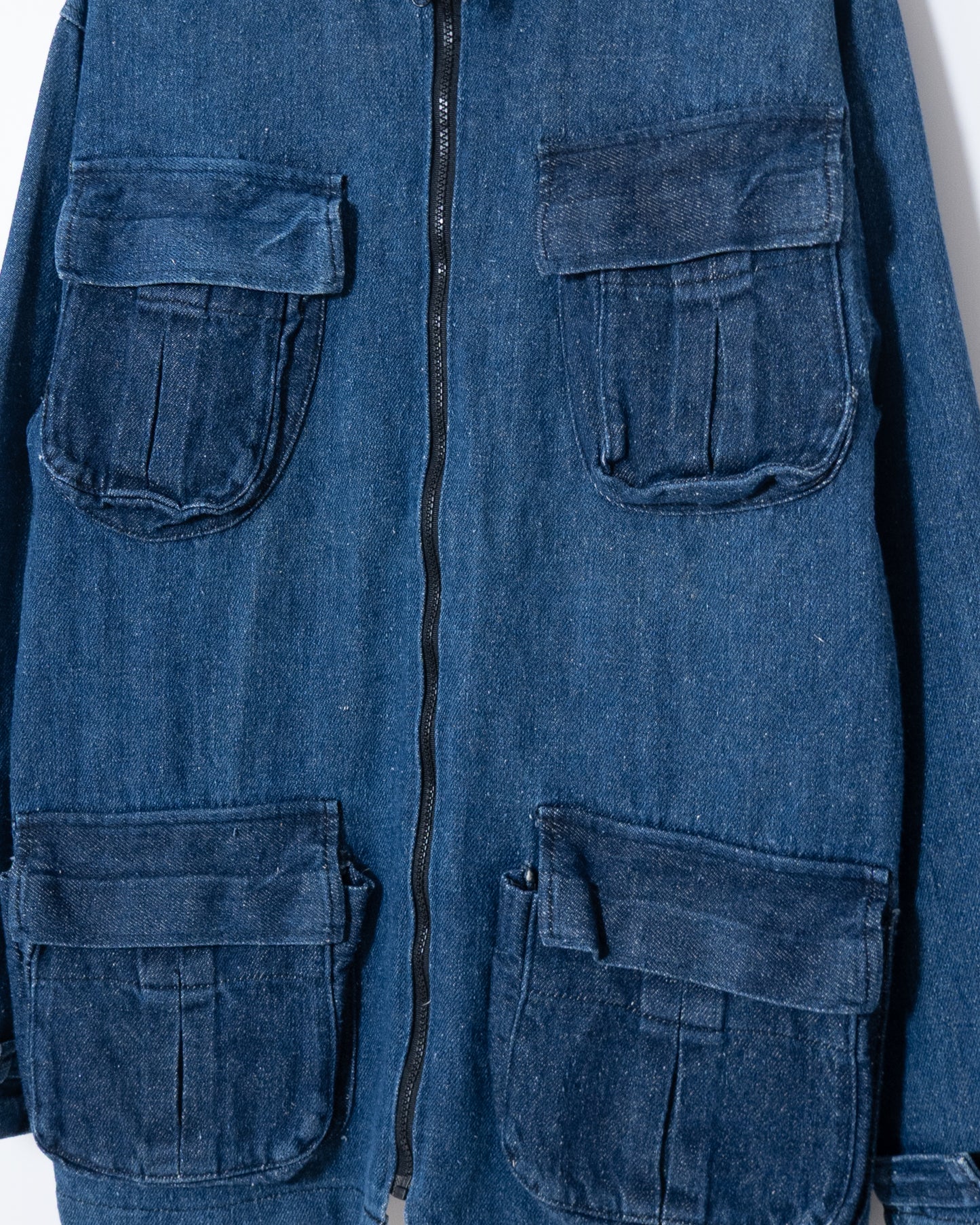 all hemp denim multiple pockets jacket