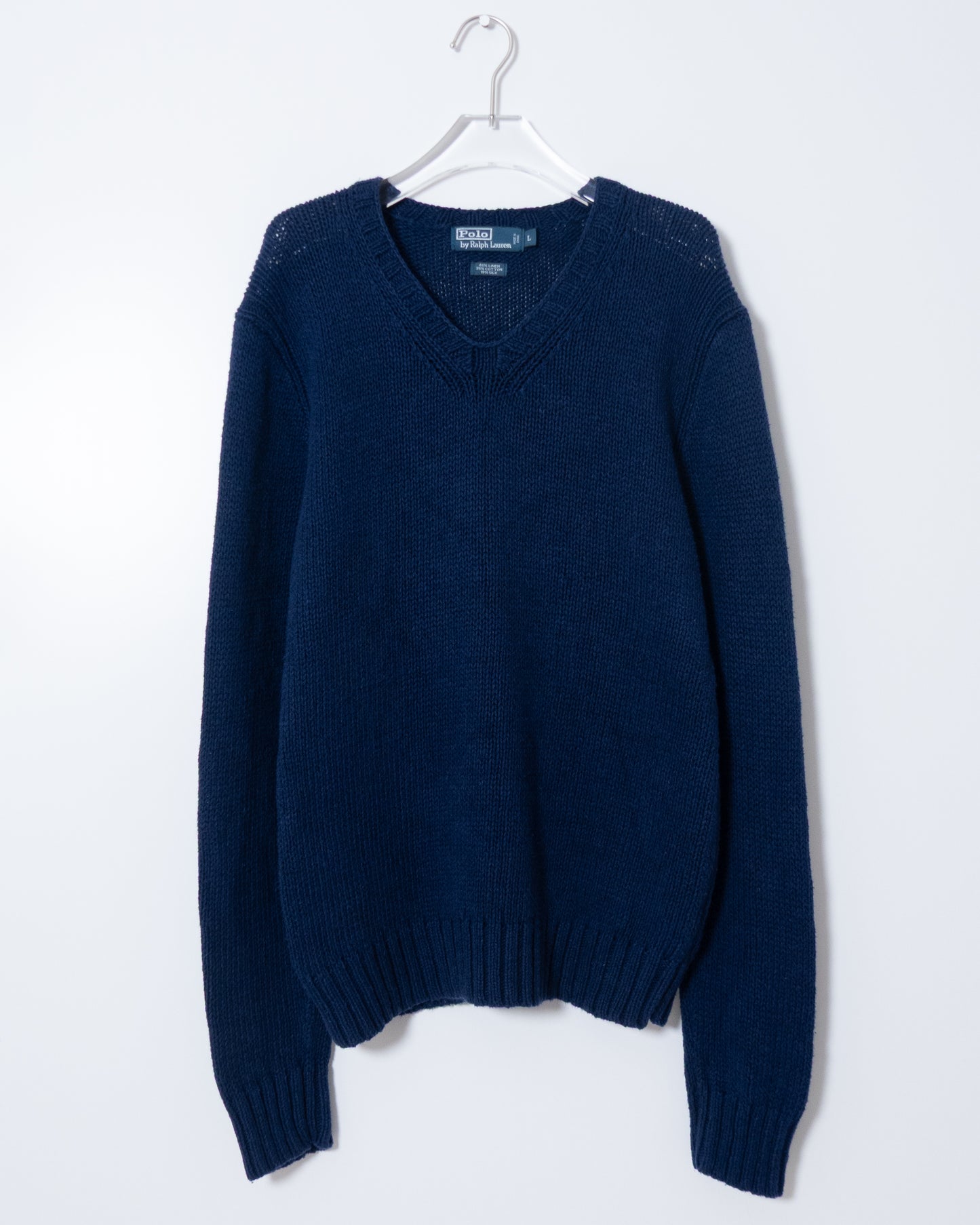 "Polo by Ralph Lauren" v-neck linen silk knit sweater
