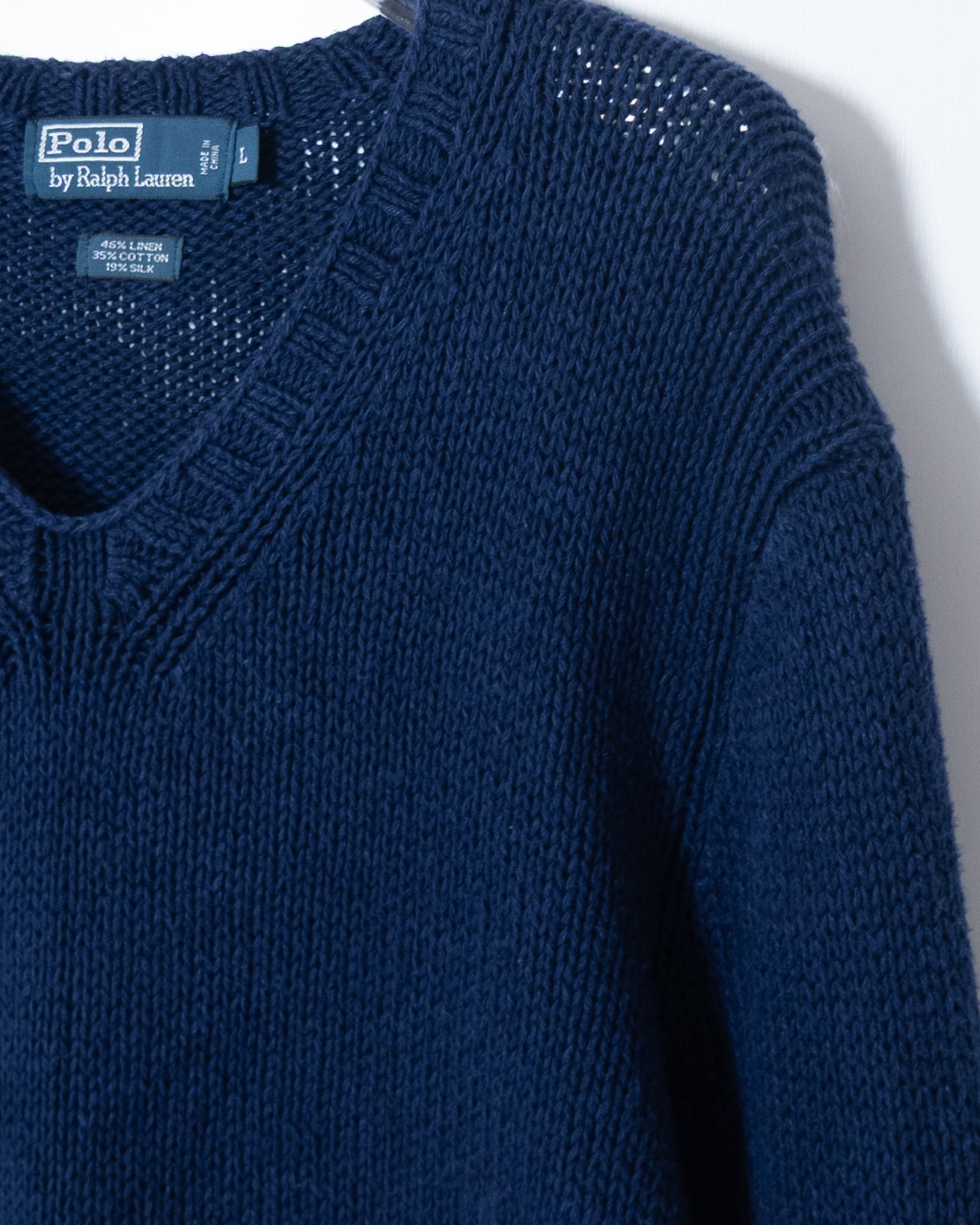 "Polo by Ralph Lauren" v-neck linen silk knit sweater
