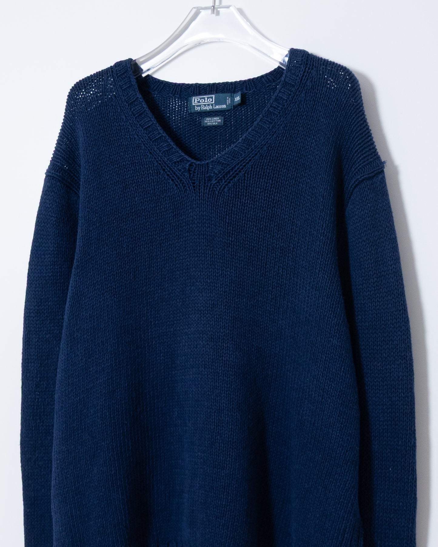 "Polo by Ralph Lauren" v-neck linen silk knit sweater
