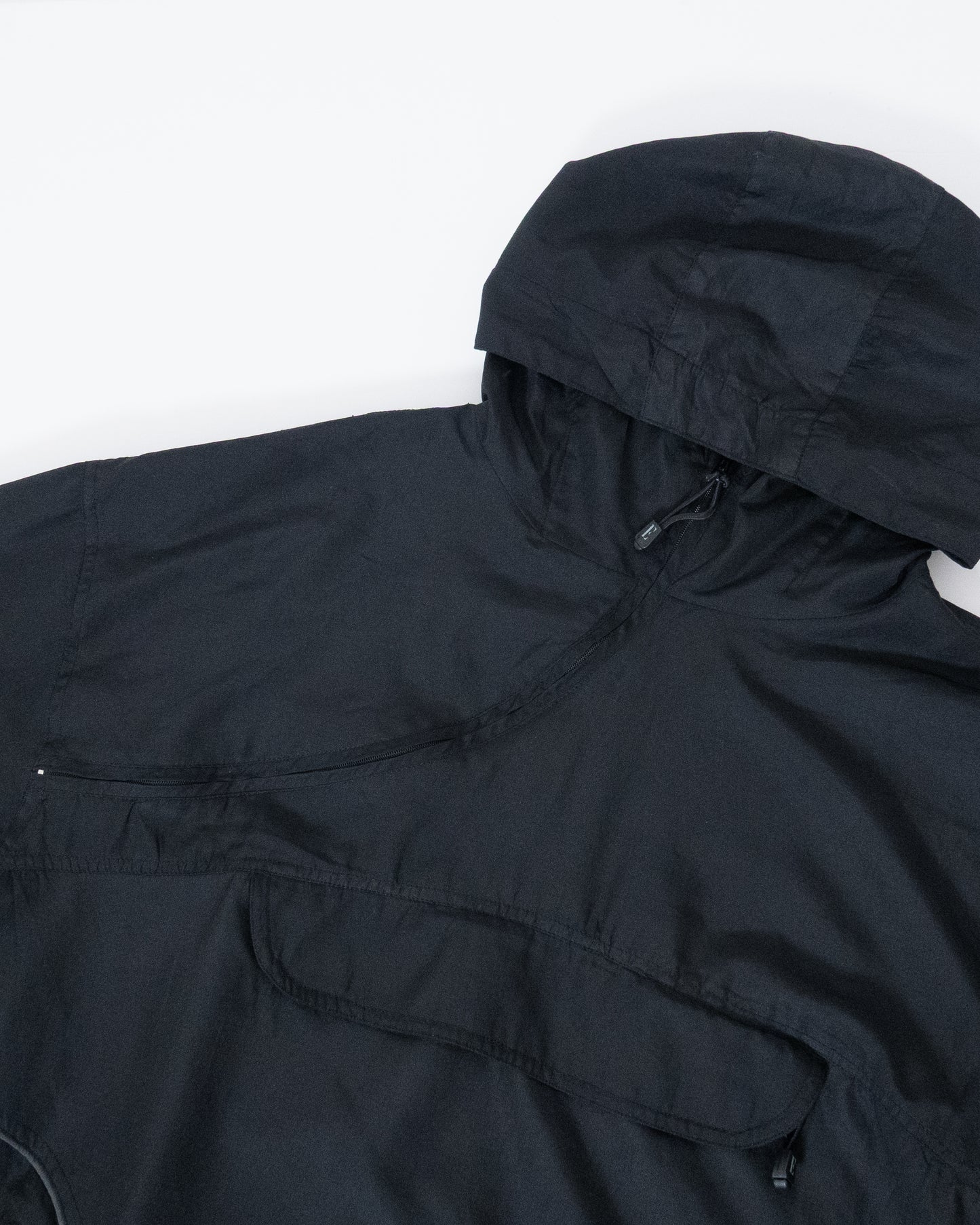 Diagonal zip anorak hoodie