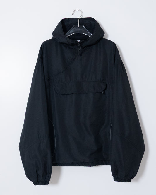 Diagonal zip anorak hoodie